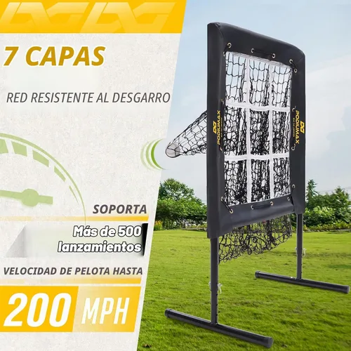 Vista 4 de PodiuMax Baseball Pitching Net, 9 Hole Pitching Net with Strike Zone, 5 Adjustable Heights Baseball Throwing Net for All Ages, Heavey Duty Solo