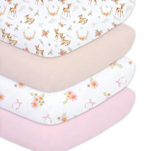 Vista 18 de Sábanas ajustadas para cuna para bebés niños 3 Pack, juego de sábanas de cuna de microfibra extra suave de 28" x 52" para colchón de cuna de bebé