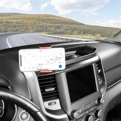 Vista 7 de RT-TCZ Soporte de montaje para tablero de teléfono celular con kit de caja de almacenamiento, consola central, accesorios interiores para Dodge RAM