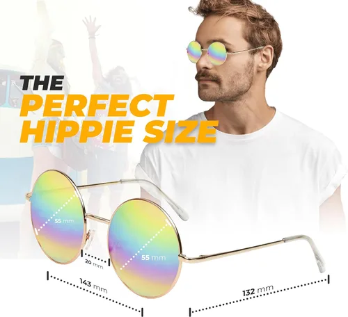 Vista 22 de Sunny Pro - Lentes de sol redondos con diseño de círculos retro con lentes tintados y protección UV400