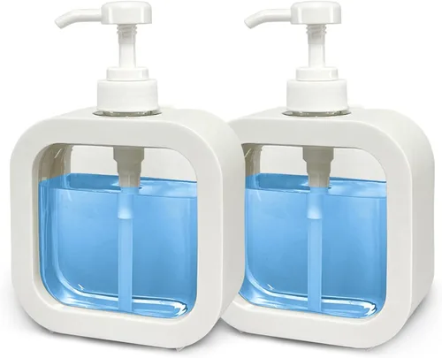 Vista 7 de Dispensador de jabón de manos para baño, dispensador moderno de jabón para platos para fregadero de cocina, recipiente de jabón líquido con bomba