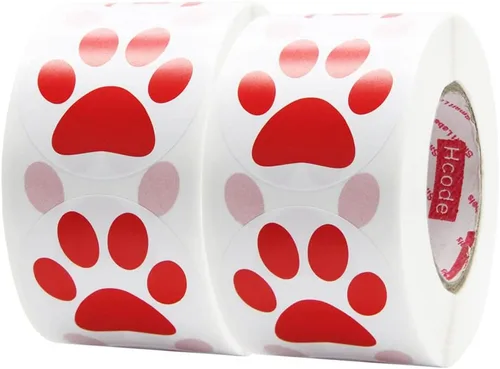 Vista 16 de Hcode Calcomanías redondas de 1.5 pulgadas con estampado de pata de oso negro, 500 unidades por rollo