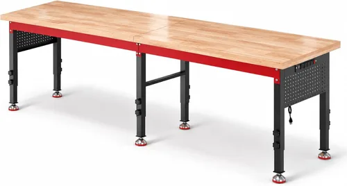 Vista 13 de Banco de trabajo resistente de 60 pulgadas, banco de trabajo de capacidad de carga de 2500 libras con parte superior de madera laminada de 1.2