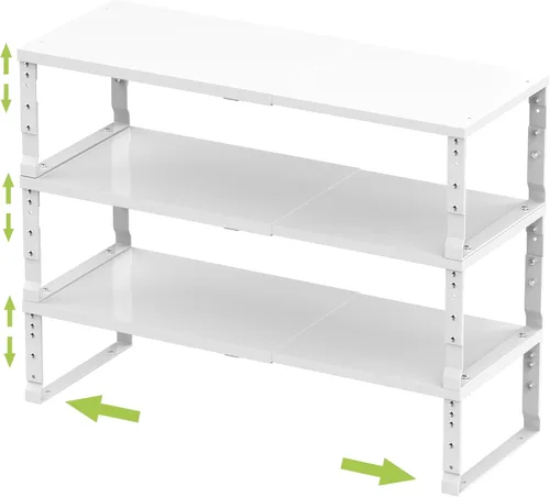 Vista 11 de Jojocross Organizador de especias apilable expandible para armario de cocina, estante de mostrador ajustable, encimera, despensa, armario, baño