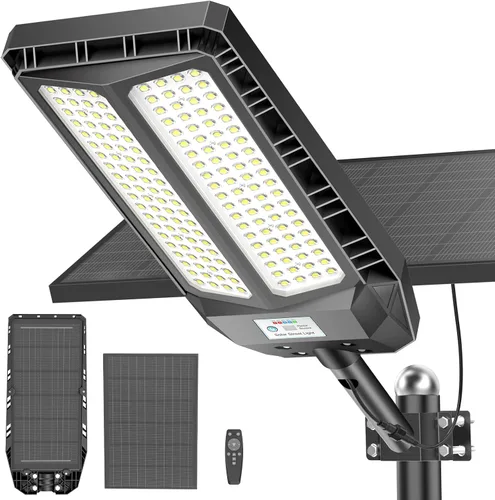 Vista 9 de Deepn Luces solares para exteriores, 8000 W, luces solares para exteriores, impermeables, para el anochecer hasta el amanecer, luz de inundación LED