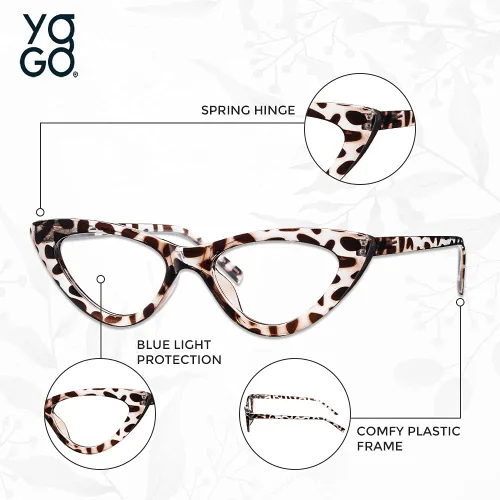 Vista 6 de Yogo Vision Reading Glasses Blue Light Blocking Cat Eye Eyeglasses Computer Readers Anti Eyestrain for Women 4 Pk