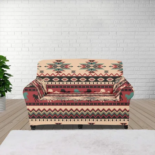 Vista 11 de Funda de sofá de Seater, estilo bohemio, antiarañazos, diseño tribal navajo, nativo americano, diseño tribal, funda de sofá, lavable, elástica