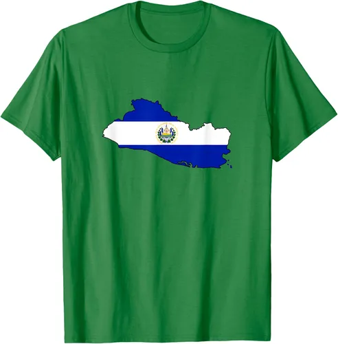 Vista 4 de Camiseta de El Salvador Country Outline on Flag