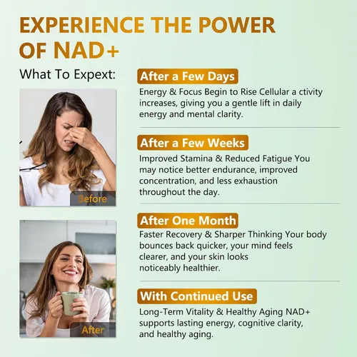 Vista 5 de Suplemento NAD 1500mg - NAD+ Liposomal Nicotinamida Ribósido con Resveratrol, NAD Plus Potenciador - Apoyo para la Salud Celular, Resistencia