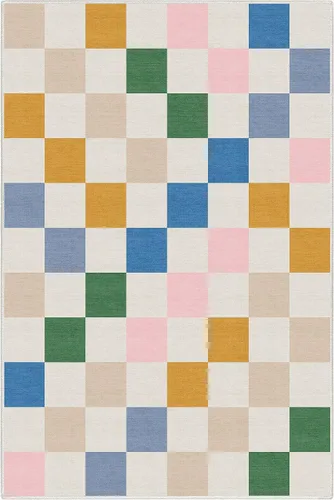 Vista 3 de Well Woven Apollo Flatwoven Modern Squares Alfombra multicolor de 3 pies 3 pulgadas x 5 pies para niños