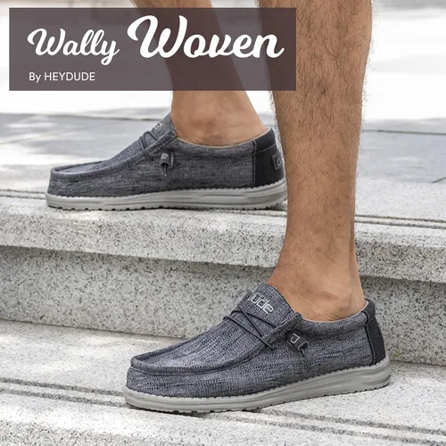 Vista 2 de Hey Dude Wally Woven para hombre, gris, blanco Carbone