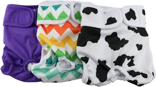 Vista 4 de Pañales para perras, reutilizables, lavables, duraderos, absorbentes, de tela para perritos, estilo océano, XS