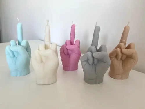 Vista 4 de Middle Finger Candle, Homemade soy candle, Hand Fuck Candle, Teen Room Decor Candle, Funny Aeshetic Candle, Hippie Candle (White, COCONUT)