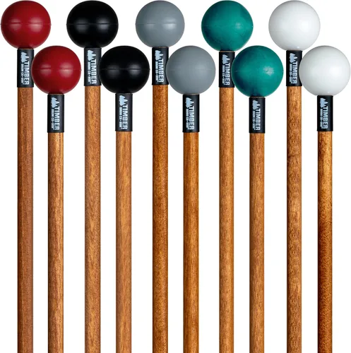 Vista 11 de Paquete de Mazos de Percusión — ENSAMBLADO EN EE.UU. — Baquetas para Marimba, Redoble de Platillos, Glockenspiel, Bloque de Madera — Poly Duro, Goma