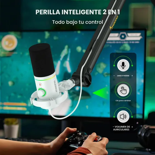 Vista 6 de MAONO Micrófono dinámico PD200X con brazo de brazo BA92 para podcast, estudio, transmisión, grabación, voz