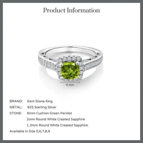 Vista 63 de Gem Stone King Anillo de compromiso de plata de ley 925 de 0.236 in con piedra natal y zafiro blanco creado con acento Anillo de compromiso