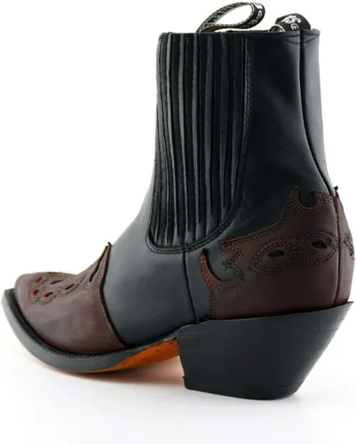 Vista 4 de Grinders Arizona Lo Negro y Borgoña Unisex Cuero Biker Tacón Cubano Botas Vaqueras