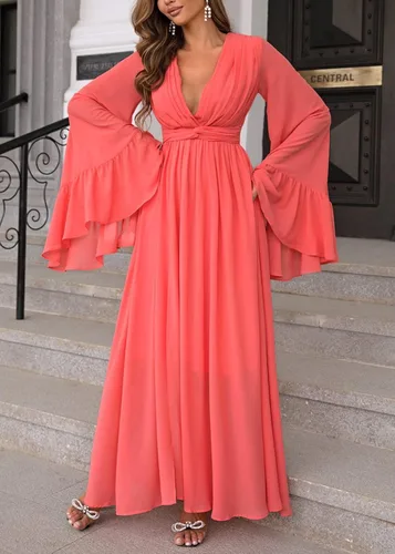 Vista 5 de DRESSMECB Women's Elegance Off Shoulder Ruffle Fit Slim Long Bridesmaid Dresses