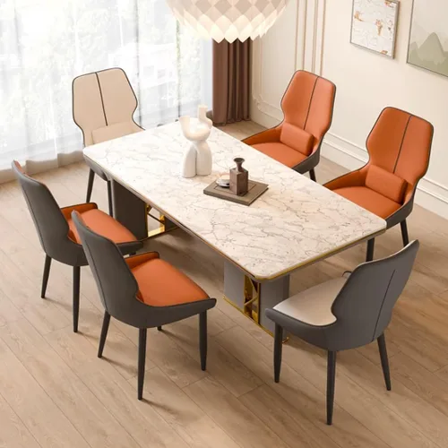 Vista 2 de YVYKFZD Juego de sillas de comedor de cuero, sillas de comedor con patas de metal, sillas de cocina tapizadas, silla minimalista sin brazos
