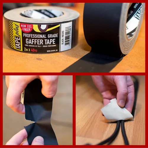 Vista 7 de TapePlus Gaffer - Rollo de cinta adhesiva impermeable, gestión de cables eléctricos y marcado del piso, cinta de vinilo no reflectante para suelo