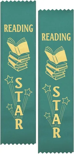Vista 3 de RibbonsNow Cintas de estrellas de lectura - 50 cintas de estilo marcapáginas verde azulado