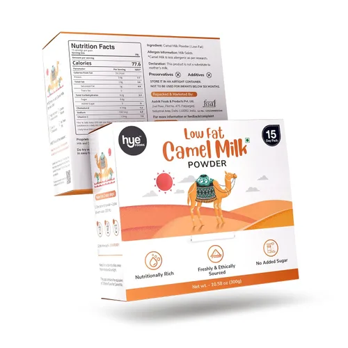Vista 4 de HYE FOODS Leche de camello en polvo baja en grasa Pastura pasturada 100% pura y natural, 15 x 20 gm, 10.58 onzas (300 gm)