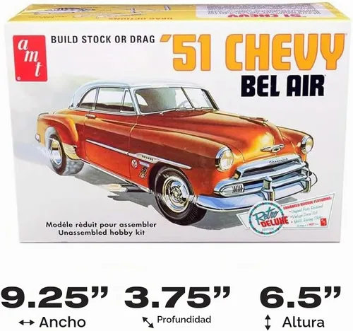 Vista 5 de Kit de modelo AMT Skill 2 Edición Deluxe Retro 2-en-1 Chevrolet Bel Air 1951, a escala 1/25
