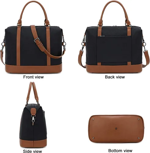 Vista 8 de CAMTOP- Bolso de viaje para mujer, de lona, para equipaje de mano, negro, (Black -1)), 6050