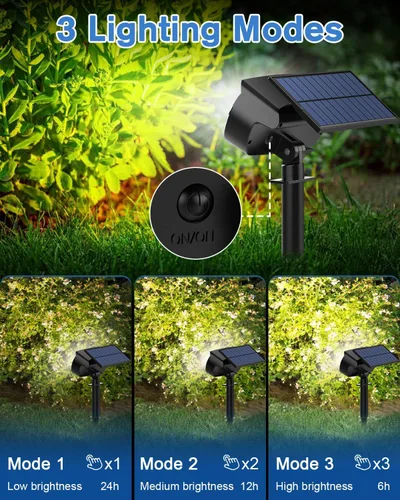 Vista 5 de Fabrito Focos solares grandes para exteriores, paquete de 2 unidades, 1000 lúmenes de alto brillo, foco solar impermeable IP65 con 136 LED, luces