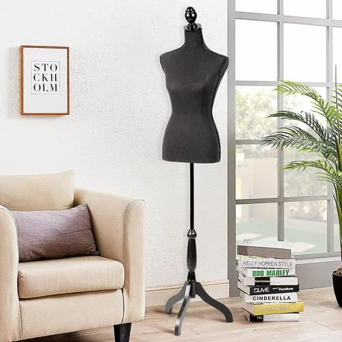 Vista 6 de Cuerpo de maniquí femenino, talla grande 10-12, vestido de maniquí femenino de altura ajustable de 61 a 67 pulgadas, cuerpo de maniquí con soporte