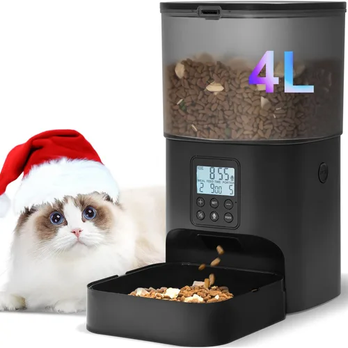 Vista 14 de Comedero automático para gatos, dispensador de alimentos Blanco