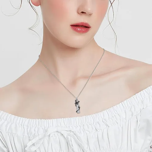 Vista 4 de shajwo Collar de cenizas de urna de mariposa cilíndrica para mujeres y hombres, joyería de cremación de seres queridos, colgante de vial