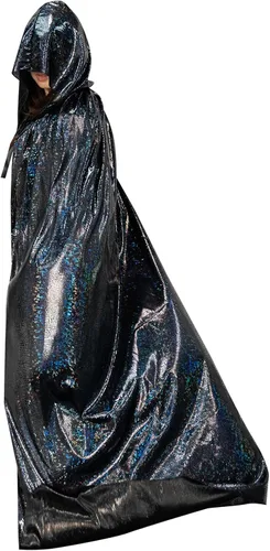 Vista 9 de KOMUSMO Capa de Halloween con capucha, unisex, capa de terciopelo de longitud completa, capa de mago, disfraz de cosplay de 59 pulgadas