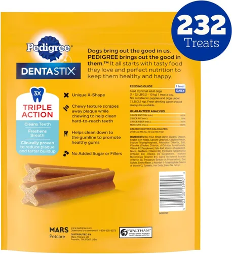 Vista 40 de Pedigree Dentastix Golosinas dentales para perros pequeños de doble sabor, tocino y pollo, bolsa de 5.08 onzas (24 golosinas)