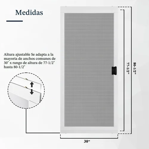 Vista 2 de K.D. Kit de puerta mosquitera corrediza de aluminio estándar para patio, marco de 1-7/8 pulgadas (30'' x 80'' blanco) a prueba de mosquitos