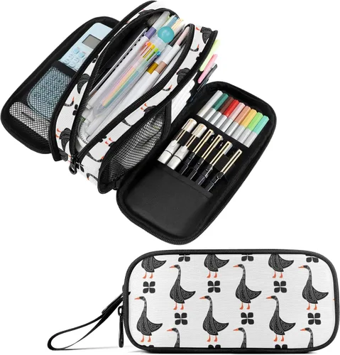 Vista 19 de Fustylead Estuche para lápices de gran capacidad para notas musicales, bolsa de maquillaje multiusos, bolsa de almacenamiento para oficina