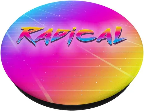 Vista 2 de Radical Retro 80s 90s Vintage Neon Outrun Synthwave - PopSockets Grip and Stand for Phones and Tablets
