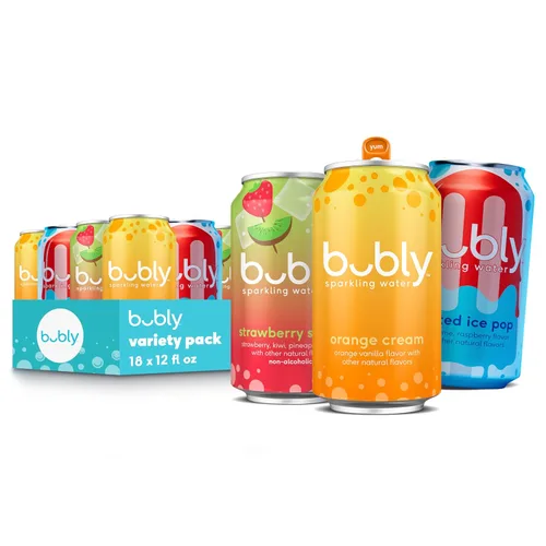 Vista 11 de Bubly - Agua con gas, paquete variado de 6 sabores (zarzamora, lima, cereza, toronja, fresa, mango), cero azúcar y cero calorías, agua con burbujas
