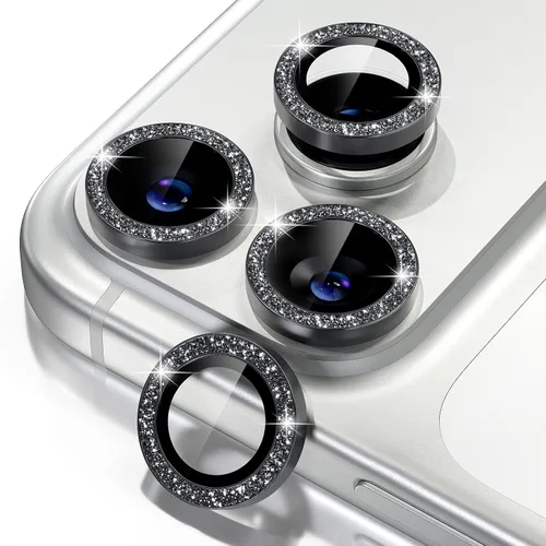 Vista 26 de Misea Compatible con iPhone 16 Pro/iPhone 16 Pro Max, protector de lente de cámara de vidrio templado Ultra-HD, protector de pantalla de anillo Negro
