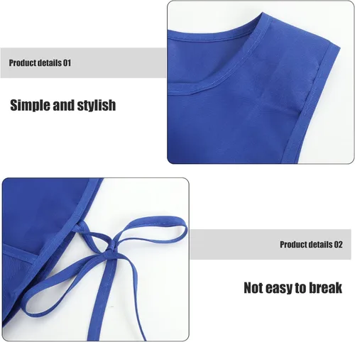 Vista 3 de COLLBATH Waterproof Polyester Apron with Adjustable Ties and Pockets Grease-proof Kitchen Vest Apron for Cooking Baking Restaurant Use