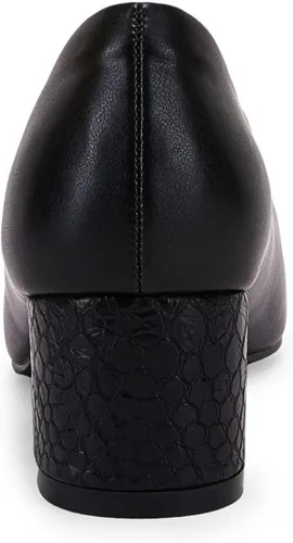 Vista 4 de Zapatos de vestir de mujer con punta cerrada de piel de serpiente, tacón bajo y grueso, para negocios, fiesta, oficina
