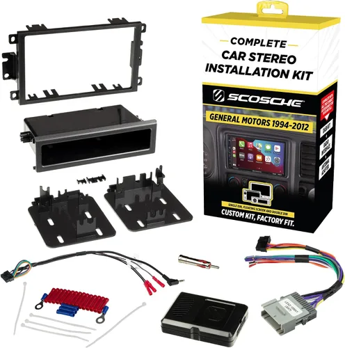 Vista 14 de Scosche ICGM17BN Kit completo de instalación de radio DIN simple o doble compatible con vehículos selectos de General Motors 2000-2012 - Kit