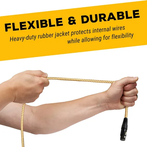 Vista 7 de GLS - Cable de conexión para micrófono de audio, 15 pies, 1 paquete de Conector de bloqueo de 3 pines, señal equilibrada, paño trenzado de tweed