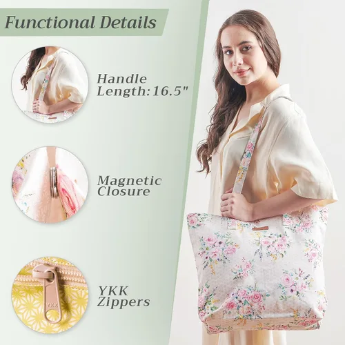 Vista 4 de Maison d' Hermine - Bolsa de lona de algodón reutilizable para mujeres, con asa para el hombro, bolsas a granel para compras y viajes