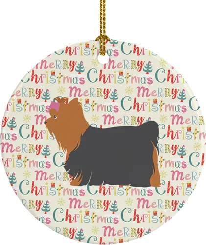 Vista 14 de Caroline's Treasures Affenpinscher - Adorno de cerámica con texto en inglés "Merry Christmas", multicolor para colgar en el árbol de Navidad