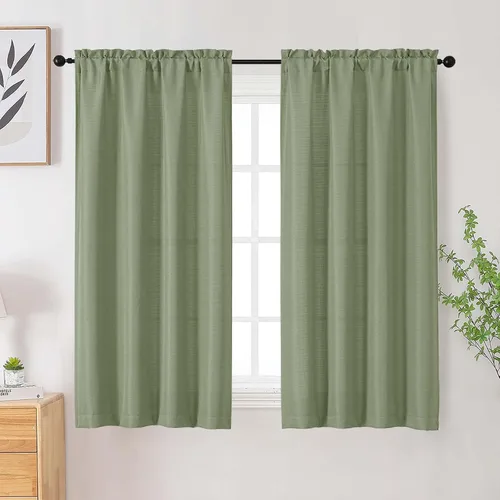 Vista 98 de Cortinas de lino para dormitorio y sala de estar de 96 pulgadas de largo, juego de 2 paneles, con bolsillo para cortinero, filtrado de luz, textura