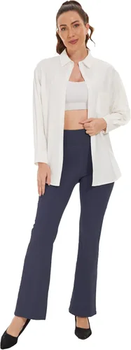Vista 6 de SOOWOT Pantalones de yoga con forro polar para mujer, leggings acampanados de cintura alta, pantalones de yoga térmicos de invierno con bolsillos