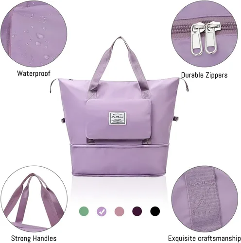 Vista 4 de Bolsa de viaje plegable de gran capacidad, bolsas de mano ligeras e impermeables, adecuadas para pasar la noche