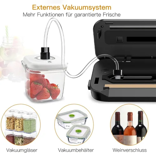 Vista 4 de MegaWise Máquina selladora al vacío de alimentos – Succión de alta potencia de 80 kPa, operación de un solo toque, cortador integrado – Funciona