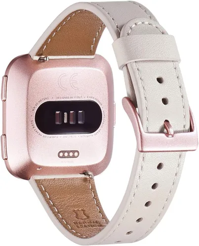 Vista 16 de WFEAGL Correa para Fitbit Versa, correa de cuero de grano superior para reloj inteligente Fitbit Versa Fitness (correa negra + hebilla negra)